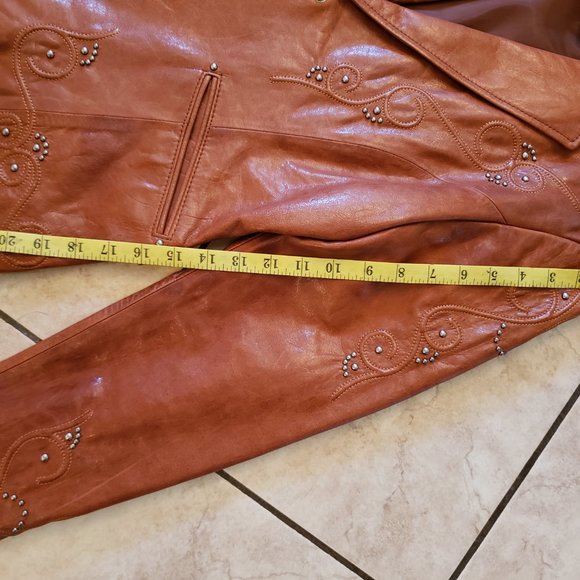 Cripple Creek Women's Medium (M) Vintage Genuine Leather Jacket - Studded/Lined - Picture 10 of 12
